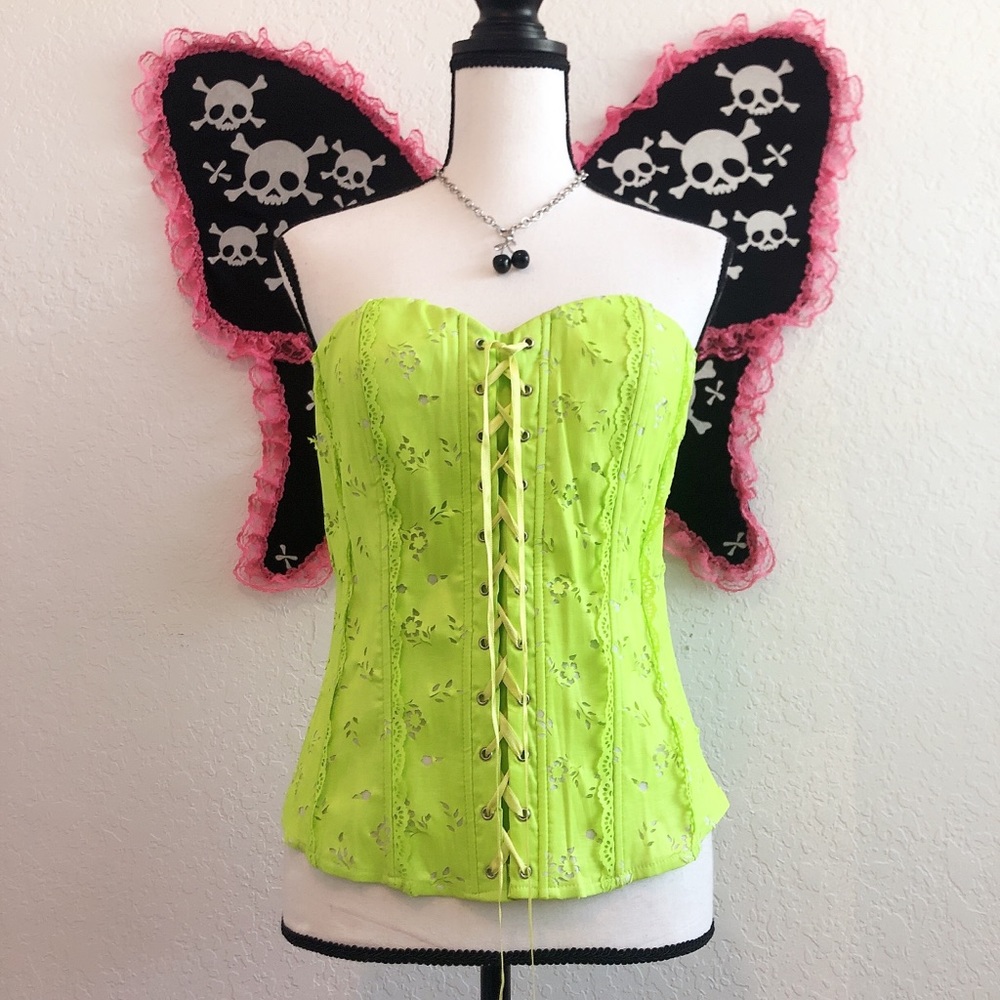 Neon Green Corset Top Size Large